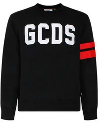 Gcds - Schwarzer sweatshirt mit logo-stickerei - Lyst