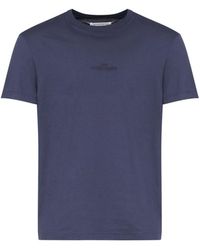 Maison Margiela - Blaue t-shirts mit besticktem logo - Lyst