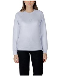 ARMANI EXCHANGE - Hoodies & Sweatvesten ,Wit ,Effen Sweatshirt Met Ronde Hals En Lange Mouwen - Lyst