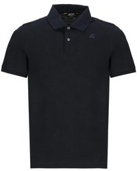 K-Way - Blaues polo-shirt mit logo-patch - Lyst