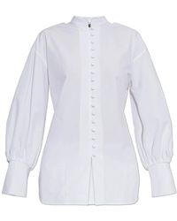 Balmain - Overhemden ,Wit ,Katoen Katoenen Overhemd Met Opstaande Kraag - Lyst
