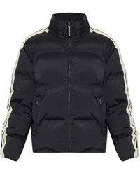 Palm Angels - Jassen ,Zwart ,Leer Geïsoleerde Jas Met Opstaande Kraag - Lyst