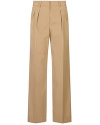 Moncler - Cotton Gabardine Wide-Leg Tailored Pants - Lyst