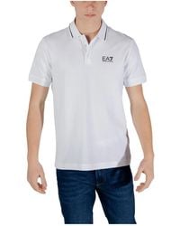 EA7 - Tops ,Wit ,Katoen Polo Met Korte Mouwen - Lyst