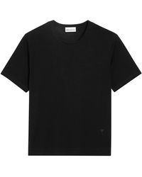 Ami Paris - Tops ,Zwart ,Katoen Klassiek T-Shirt Met Korte Mouwen En Ami De Coeur-Patch - Lyst