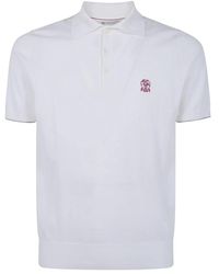 Brunello Cucinelli - Tops ,Wit ,Polo Shirt Met Korte Mouwen - Lyst