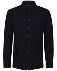 Barba Napoli - Blaues langarmhemd - Lyst