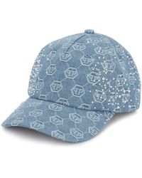 Philipp Plein - Denim Baseball Cap Monogram Strass - Lyst