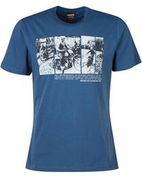Barbour - Tops ,Blauw ,Katoen Vintage Grafische Print T-Shirt - Lyst