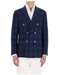 Barba Napoli - Blaue Doppelreihige Maßgeschneiderte Jacke - Lyst