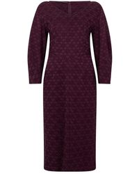 Alberta Ferretti - Kleedjes ,Paars ,Katoen Burgundy Midi Jurk Met Elegante Halslijn - Lyst