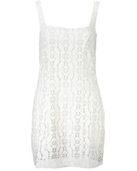 Desigual - Vestido Corto Blanco Escote Cuadrado Cremallera, Mujer, Talla - Lyst