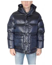 EA7 - Iridescent Nylon Down Jacket Met Capuchon - Lyst