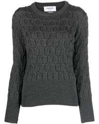 Thom Browne - Grauer pullover mit gewebtem design und langen ärmeln - Lyst