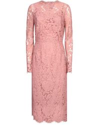 Dolce & Gabbana - En dentelle de gaine florale robe en rose - Lyst
