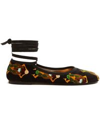 La DoubleJ - Schoenen ,Veelkleurig ,Katoen Winter Ballerina Flats - Lyst