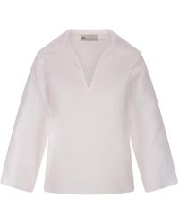 Tory Burch - Seidenbluse mit offenem Kragen - Lyst