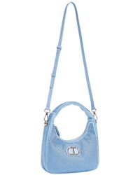 Twinset - Hellblaue Mini Hobo Tasche Mit Strass - Lyst