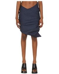 Lourdes - Rokken ,Blauw ,Leer Ruched Pinstripe Skirt - Lyst