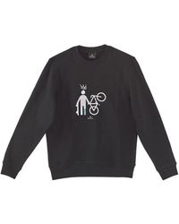 Paul Smith - Hoodies & Sweatvesten ,Zwart ,Katoen Skater En Bike Geborduurde Sweatshirt - Lyst