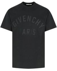 Givenchy - Tops ,Zwart ,Geborduurd Logo Zwart T-Shirt - Lyst