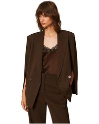 Twinset - Jassen ,Bruin ,Polyester Cape Jacket M - Lyst