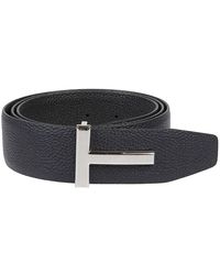 Tom Ford - Accessoires ,Zwart ,Leer Grain Leather T Icon Belt - Lyst