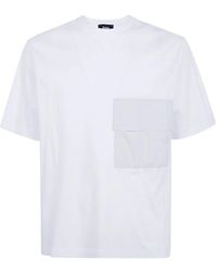 Laminar - Tops ,Wit ,Katoen Contrast Pockets T-Shirt - Lyst