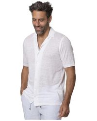 Gran Sasso - Overhemden ,Wit ,Linnen Wit Linnen Shirt Met Korte Mouwen - Lyst
