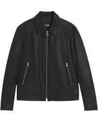 BOSS - Jassen ,Zwart ,Leer H-Mapson 4 Leren Jas - Lyst