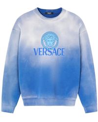Versace - Maglione blu con motivo medusa - Lyst