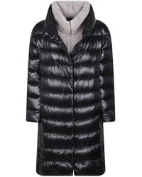 Herno - Jassen ,Zwart ,Leer Lange Donsjas - Lyst
