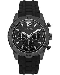 Guess - Accessoires ,Zwart ,Analoge Horloge Van Siliconen - Lyst