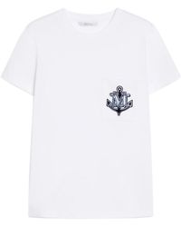 Max Mara - Tops ,Wit ,Katoen Witte T-Shirts En Polo's Met Geborduurd Monogram - Lyst