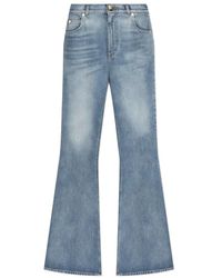 Balmain - Jeans ,Blauw ,Katoen Jeans Met Uitlopende Pijpen - Lyst