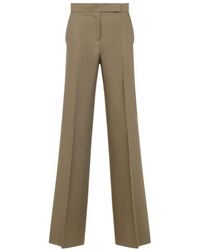 Max Mara - Broeken ,Bruin ,Linnen Wijde Broek - Lyst