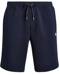 Ralph Lauren - Marineblaue polo shorts mit besticktem logo - Lyst