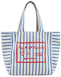Closed - Tassen ,Veelkleurig ,Katoen Blauw Gestreepte Tote Bag - Lyst