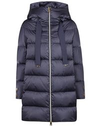 Herno - Jassen ,Blauw ,Polyester Capuchon Raso A-Lijn Jurk - Lyst
