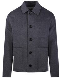 Ami Paris - Jassen ,Grijs ,Wol Boxy Buttoned Jacket - Lyst