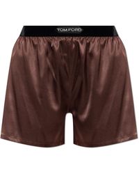 Tom Ford - Korte Broeken ,Bruin ,Zijden Shorts - Lyst
