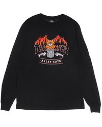 Thrasher - Tops ,Zwart ,Katoen Zwarte Longsleeve Ronde Hals T-Shirt - Lyst