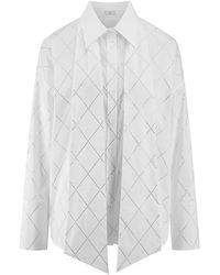 Riani - Overhemden ,Wit ,Katoen Blouse Met Sprankelende Details En Strikkraag - Lyst