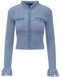 Self-Portrait - Truien & Vesten ,Blauw ,Polyester Pearl Cardigan - Lyst