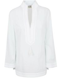 Tory Burch - Overhemden ,Blauw ,Katoen Cotton Tory Tunic - Lyst