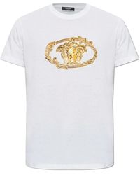 Versace - T-Shirt Met Glinsterende Pailletten - Lyst