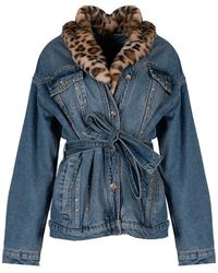 Liu Jo - Jassen ,Blauw ,Katoen Elegante Jas Met Ceintuur - Lyst