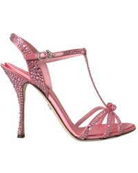 Dolce & Gabbana - Sandale Aus Satin Und Kristallen - Lyst