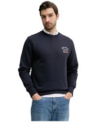 GANT - Hoodies & Sweatvesten ,Blauw ,Katoen Sweatshirt Met Geborduurd Logo - Lyst