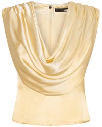 ROTATE BIRGER CHRISTENSEN - Overhemden ,Geel ,Chiffon Chiffon Waterfall Top - Lyst